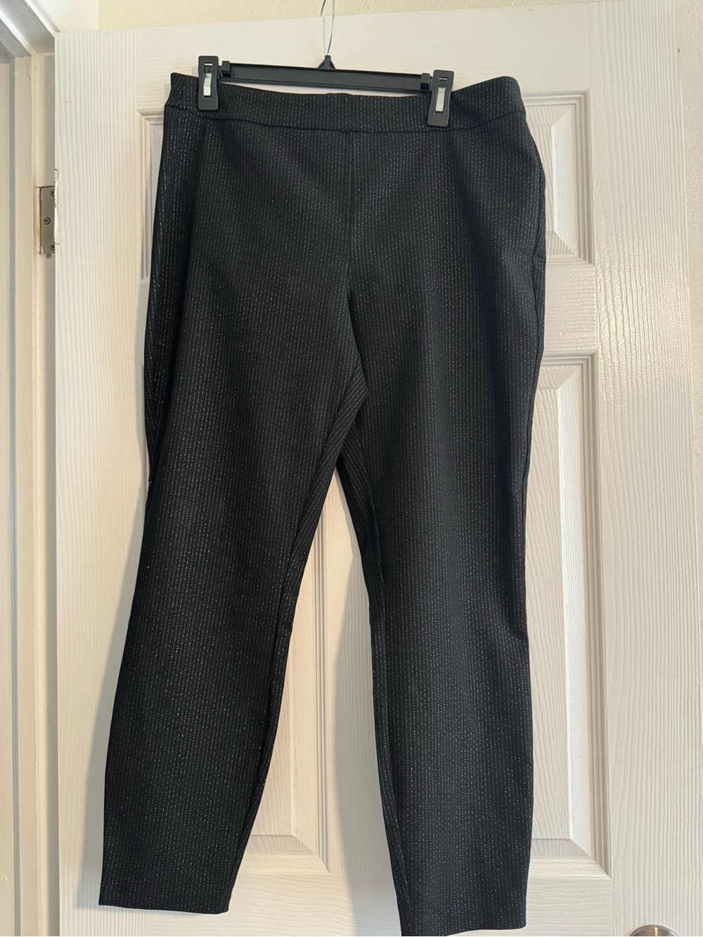 Nanette Lepore Black Ponte Pants with Subtle Metallic Pinstripe